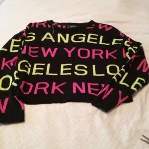 Vintage Yarn Art N.Y. L.A. Letters Knit Sweater